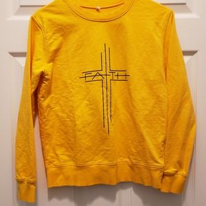 Women's Yellow Faith Cross Sweatshirt - Small